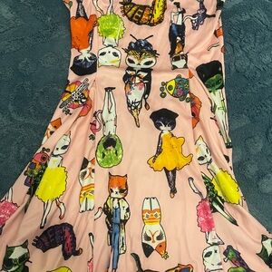 Colorful Cat Print Dress